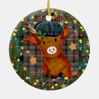 Scottish cow Baby first Christmas ornaments  セラミックオーナメント