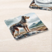 Scottish Deerhound スクエアペーパーコースター (アングル)