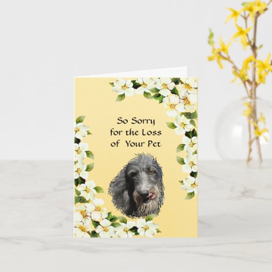 Scottish Deerhound and Dogwood sympathy カード (黄色い花)
