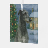 Scottish Deerhound Holiday ガラスオーナメント (正面左)