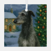 Scottish Deerhound Holiday ガラスオーナメント (裏面)