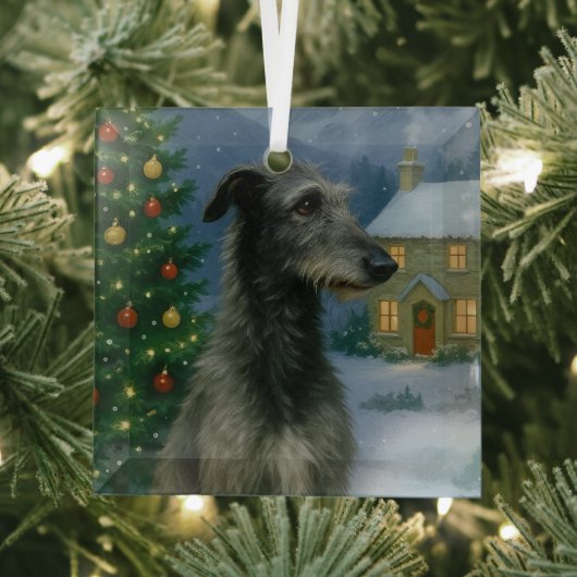 Scottish Deerhound Holiday ガラスオーナメント (インサイチュ)