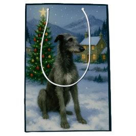 Scottish Deerhound Holiday ミディアムペーパーバッグ