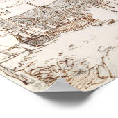 Scottish Fishing Village Abstract Art Sketch ポスター (角)