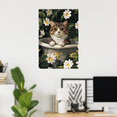 Scottish Fold In Bathtub Poster, Funny Cat Poster ポスター (ホームオフィス)