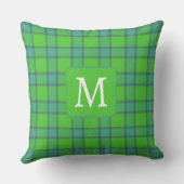 Scottish green &blue Plaid monogram クッション (裏面)