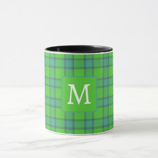 Scottish green &blue Plaid  tartan monogram name マグカップ