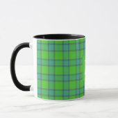 Scottish green &blue Plaid  tartan monogram name マグカップ (左)