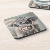 Scottish Highland Calf on Green コースター (左側)