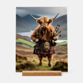 Scottish Highland Cow Bagpiper, アクリルサイン (正面)