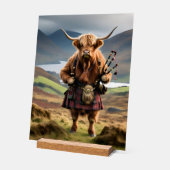 Scottish Highland Cow Bagpiper, アクリルサイン (傾斜)