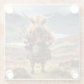 Scottish Highland Cow Bagpiper, ガラスコースター (裏面)