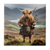 Scottish Highland Cow Bagpiper,  タイル (正面)