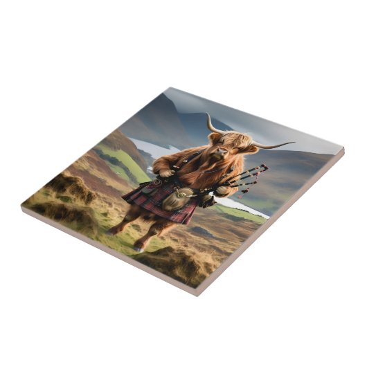 Scottish Highland Cow Bagpiper,  タイル (側面)