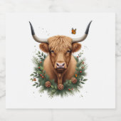 Scottish Highland Cow Cattle Hairy Cow Christmas W スパークリングワインラベル (シングルラベル)