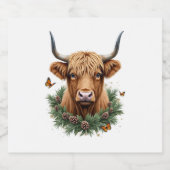 Scottish Highland Cow Cattle Hairy Cow Christmas W スパークリングワインラベル (シングルラベル)