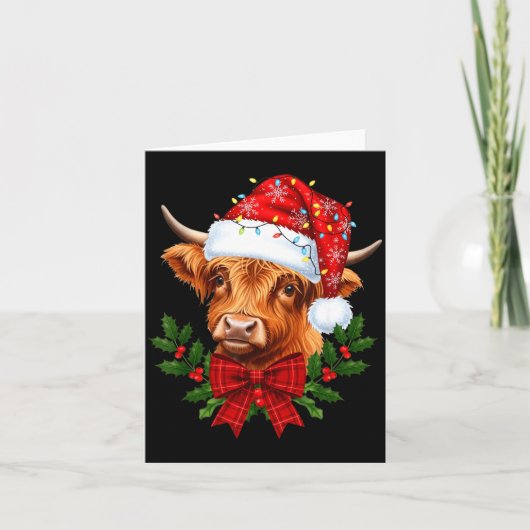Scottish Highland Cow Christmas Funny Cow Lover Xm カード (正面)
