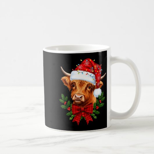 Scottish Highland Cow Christmas Funny Cow Lover Xm コーヒーマグカップ (右)