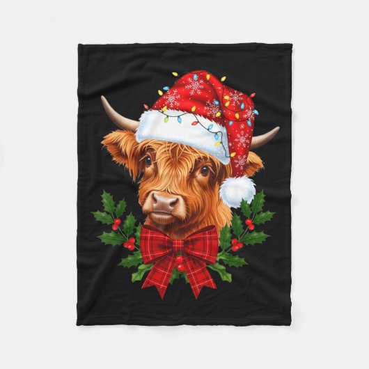Scottish Highland Cow Christmas Funny Cow Lover Xm フリースブランケット (正面)