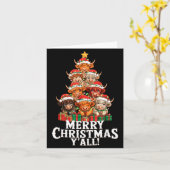 Scottish Highland Cow Christmas Tree Funny Cow Lov カード (黄色い花)