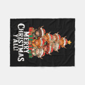 Scottish Highland Cow Christmas Tree Funny Cow Lov フリースブランケット (正面(横))