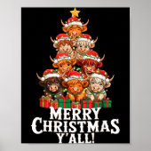 Scottish Highland Cow Christmas Tree Funny Cow Lov ポスター (正面)