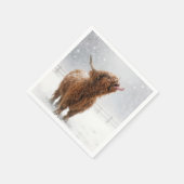 Scottish Highland Cow Licking Snowflakes スタンダードカクテルナプキン (角)