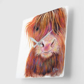 SCoTTiSH HigHLaND CoW 'THe KiD 2 'SHiRLeYMac スクエア壁時計 (傾斜)