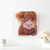 SCoTTiSH HigHLaND CoW 'THe KiD 2 'SHiRLeYMac スクエア壁時計 (ホーム)