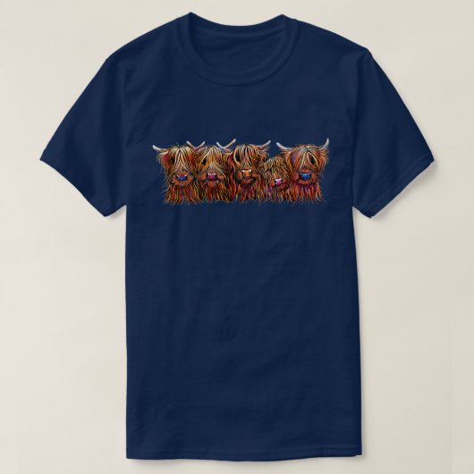 SCoTTISH HiGHLaND CoWS ' The HaiRY BuNCH oF Coos ' Tシャツ (デザイン正面)