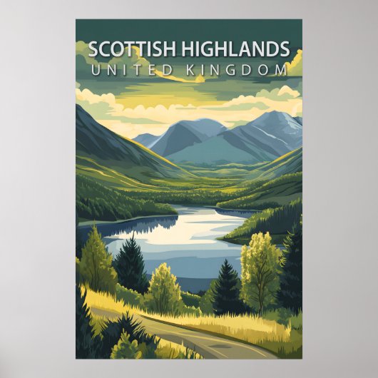 Scottish Highlands UK Mountains Landscape Travel ポスター (正面)