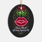 Scottish Hogmanay Mistletoe Neon Tartan Gift セラミックオーナメント (右)