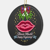 Scottish Hogmanay Mistletoe Neon Tartan Gift セラミックオーナメント (左)
