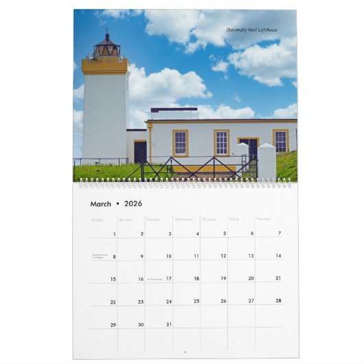 Scottish lighthouses カレンダー (3月 2026)