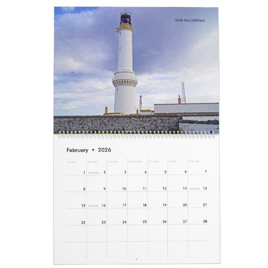 Scottish lighthouses カレンダー (2月 2026)