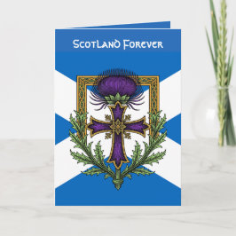 Scottish Motif Cross and Crowned Thistle Saltire カード