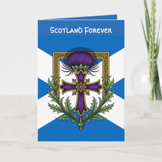 Scottish Motif Cross and Crowned Thistle Saltire カード (正面)