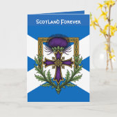 Scottish Motif Cross and Crowned Thistle Saltire カード (黄色い花)