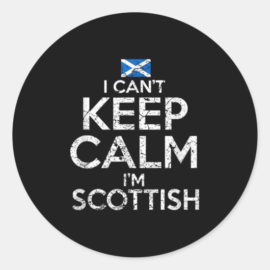 Scottish Roots Scotland Scots Can't Keep Calm Funn ラウンドシール (正面)