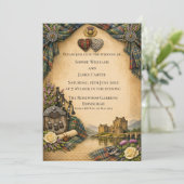 Scottish Tartan Celtic Hearts Thistle 結婚式招待状 招待状 (スタンド正面)