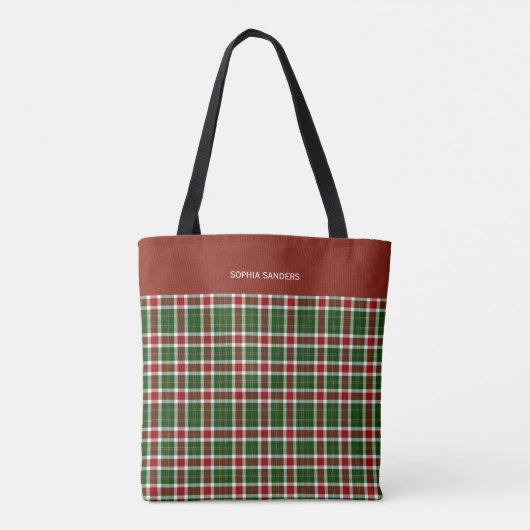 Scottish Tartan Pattern Christmas トートバッグ (裏面)