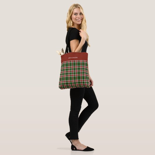 Scottish Tartan Pattern Christmas トートバッグ (モデル)