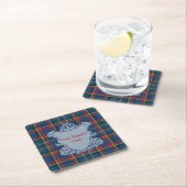 Scottish Tartan Plaid, Name and Crest スクエアペーパーコースター (インサイチュ)