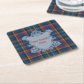 Scottish Tartan Plaid, Name and Crest スクエアペーパーコースター (アングル)