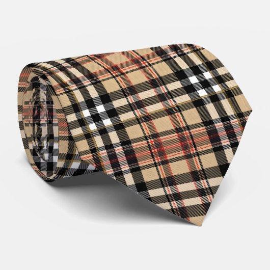 Scottish Tartan Tan Custom Necktie ネクタイ (ロール)