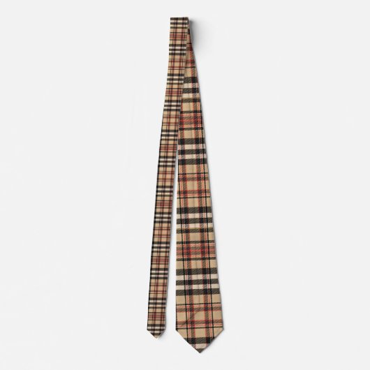 Scottish Tartan Tan Custom Necktie ネクタイ (裏面)