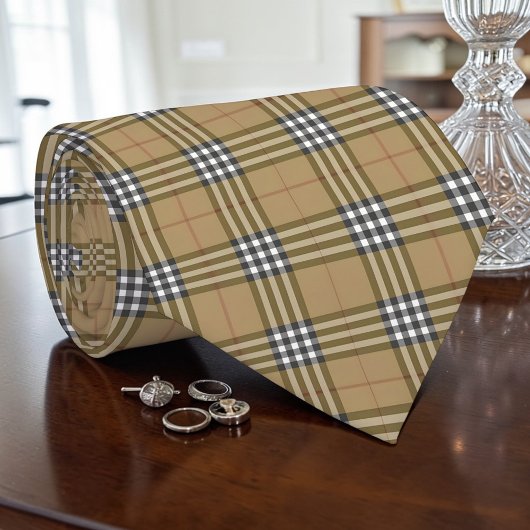Scottish Tartan Tan Custom Necktie ネクタイ