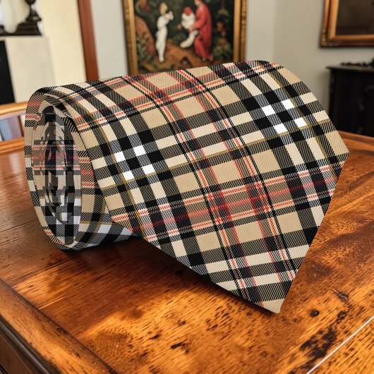 Scottish Tartan Tan Custom Necktie ネクタイ