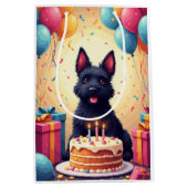 Scottish Terrier Birthday Celebration ミディアムペーパーバッグ (正面)