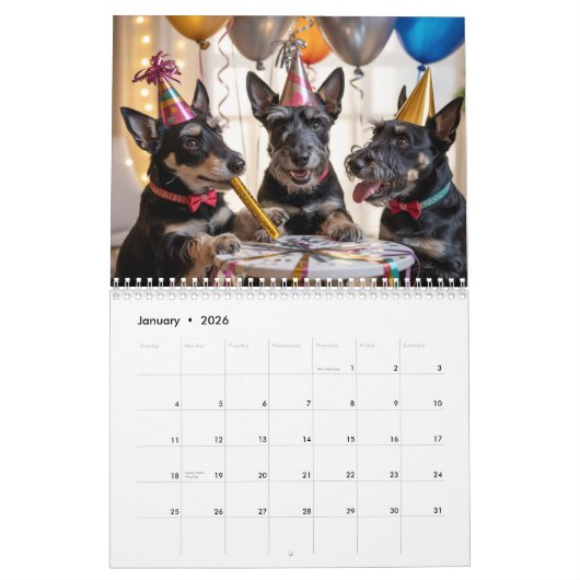 Scottish Terrier Calendar カレンダー (1月 2026)